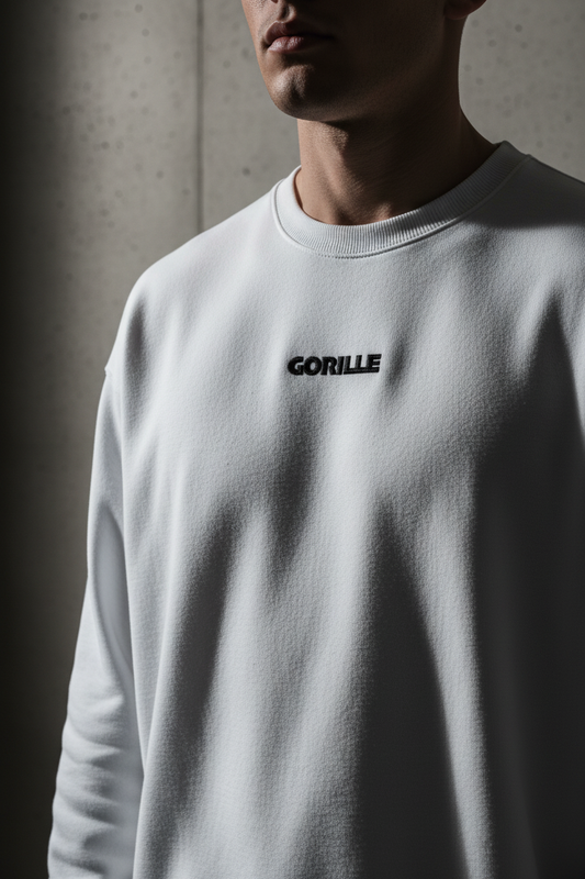 Sweat-shirt Oversize Bio Homme Blanc – Édition GORILLE