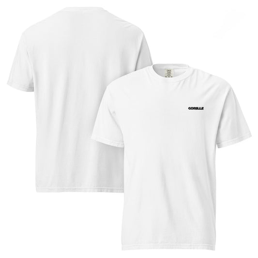 T-shirt brodé GORILLE Blanc - vue face et dos - streetwear minimaliste