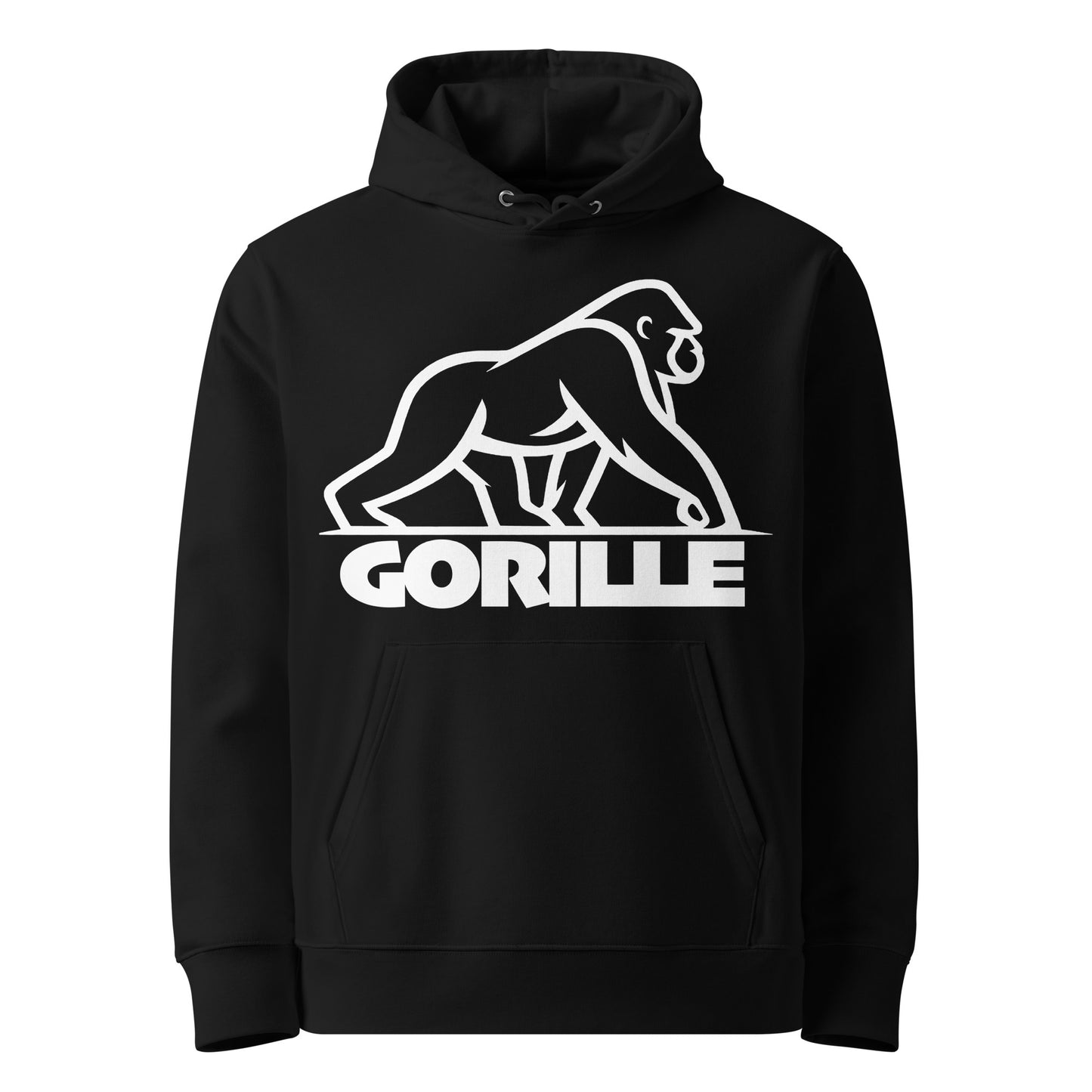 Hoodie organique  GORILLE coloris Noir - vue de face - streetwear éco-responsable